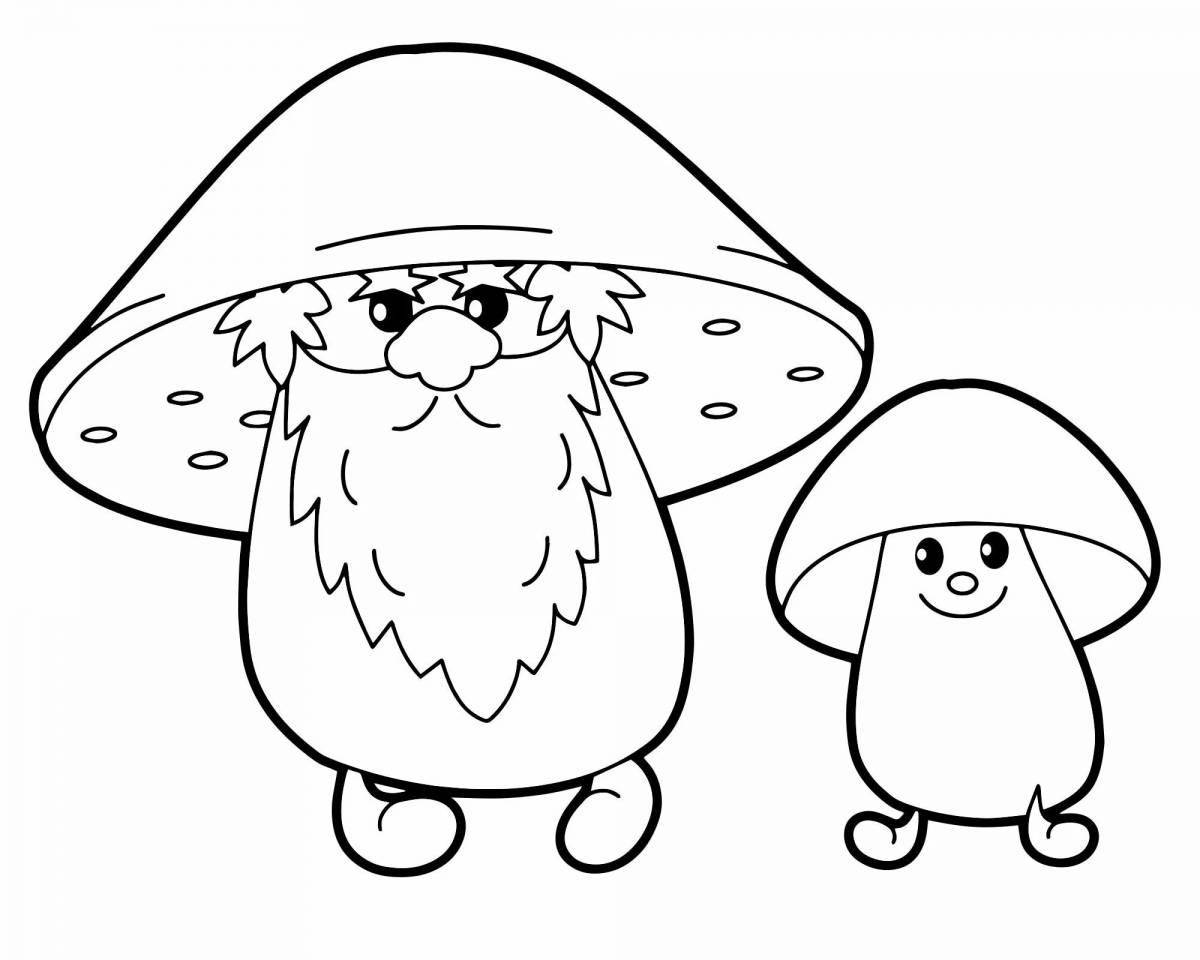 Playful mushroom coloring page for kids