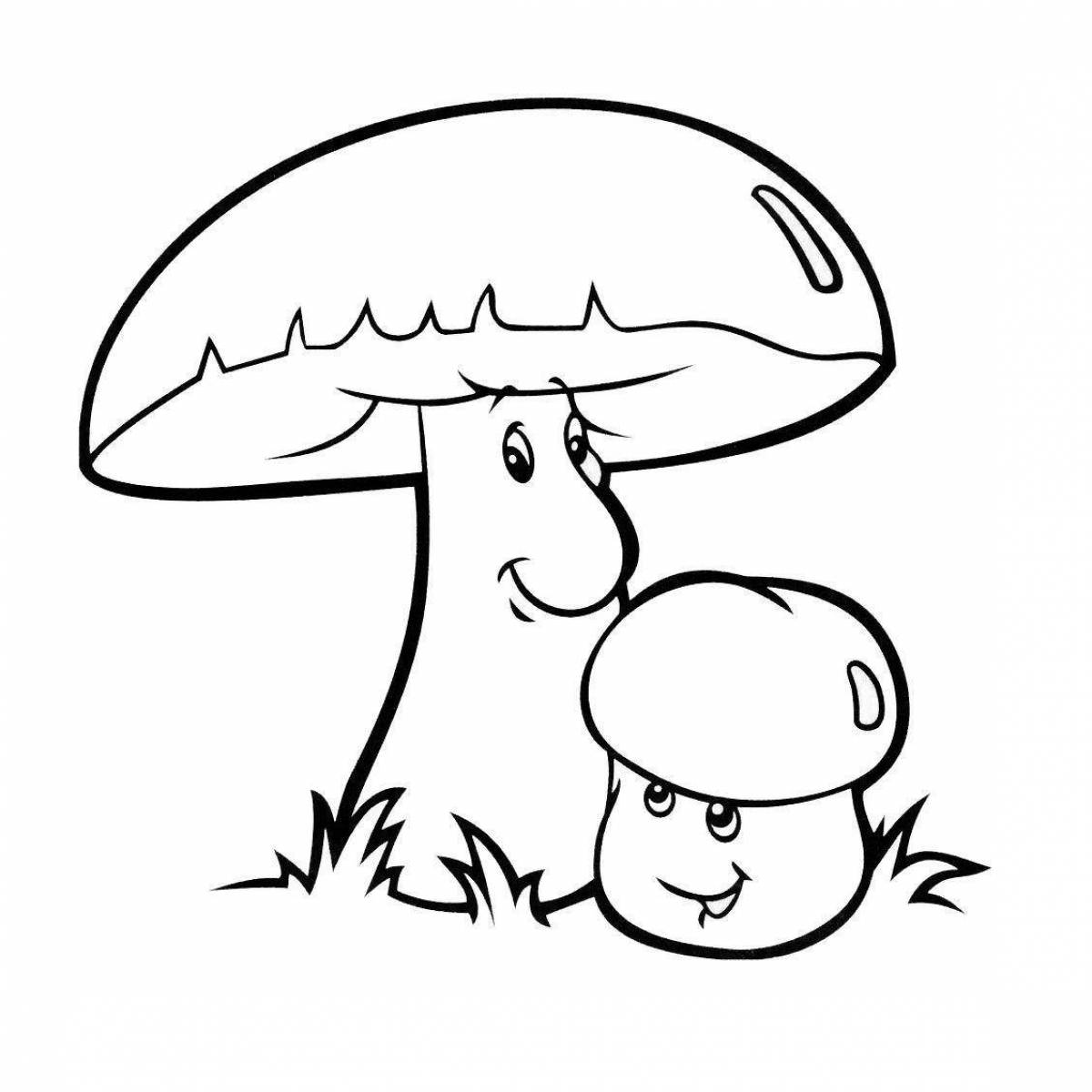 Cute mushroom coloring book for kids