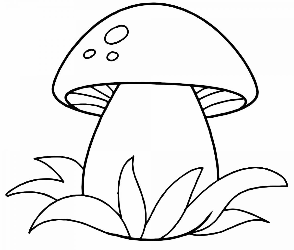 Colored explosive fungus coloring book for kids