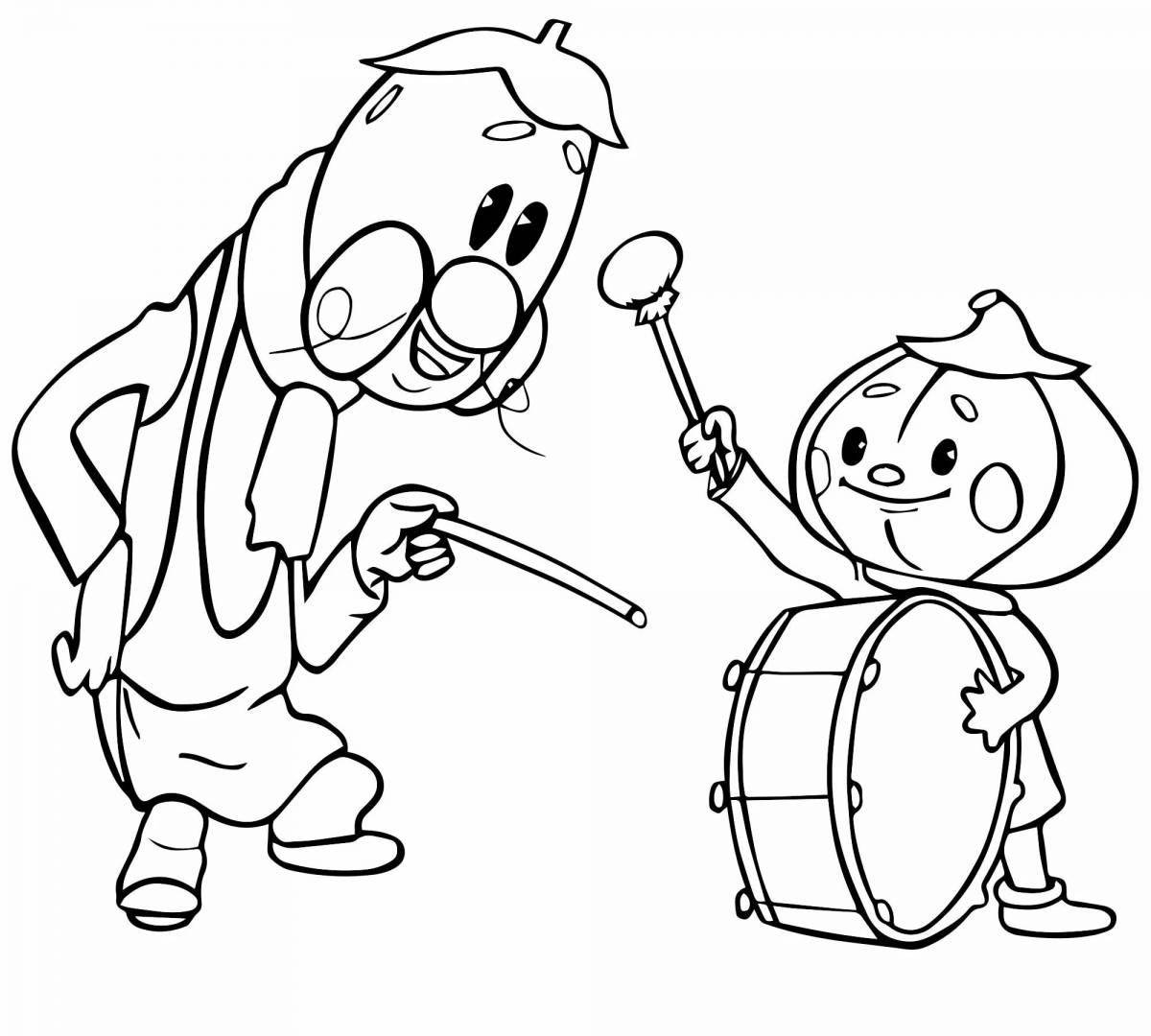 Радостный чиполлино раскраска для детей