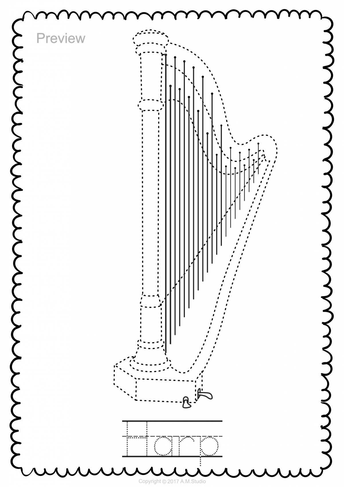 Adorable harp coloring book for kids