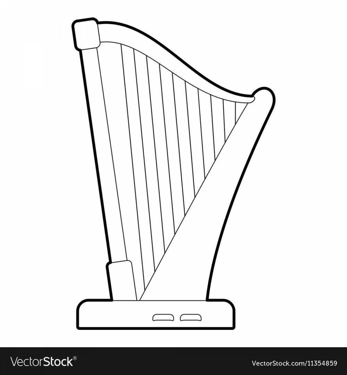 Glowing harp coloring book for kids