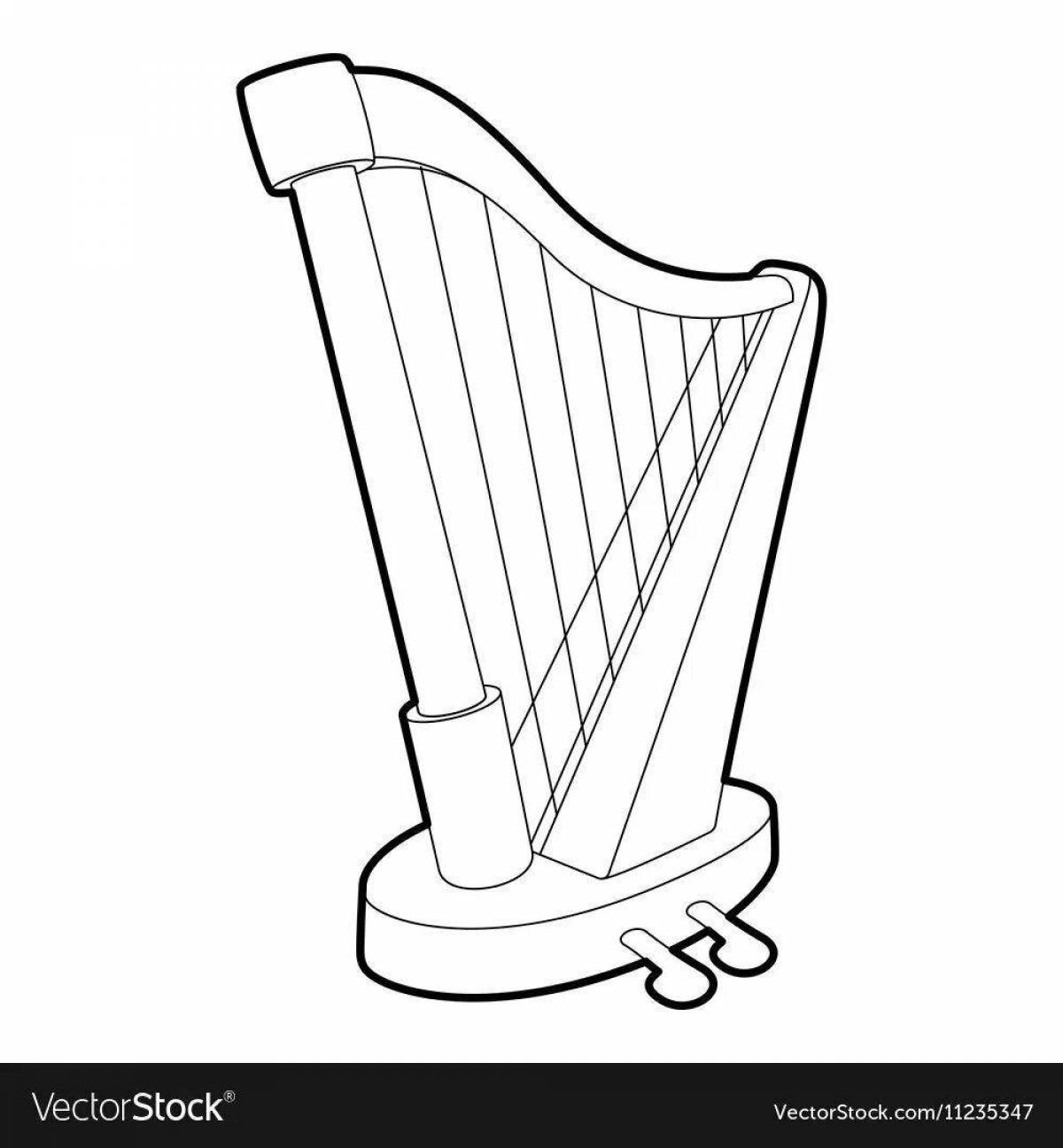 Harp fun coloring for kids