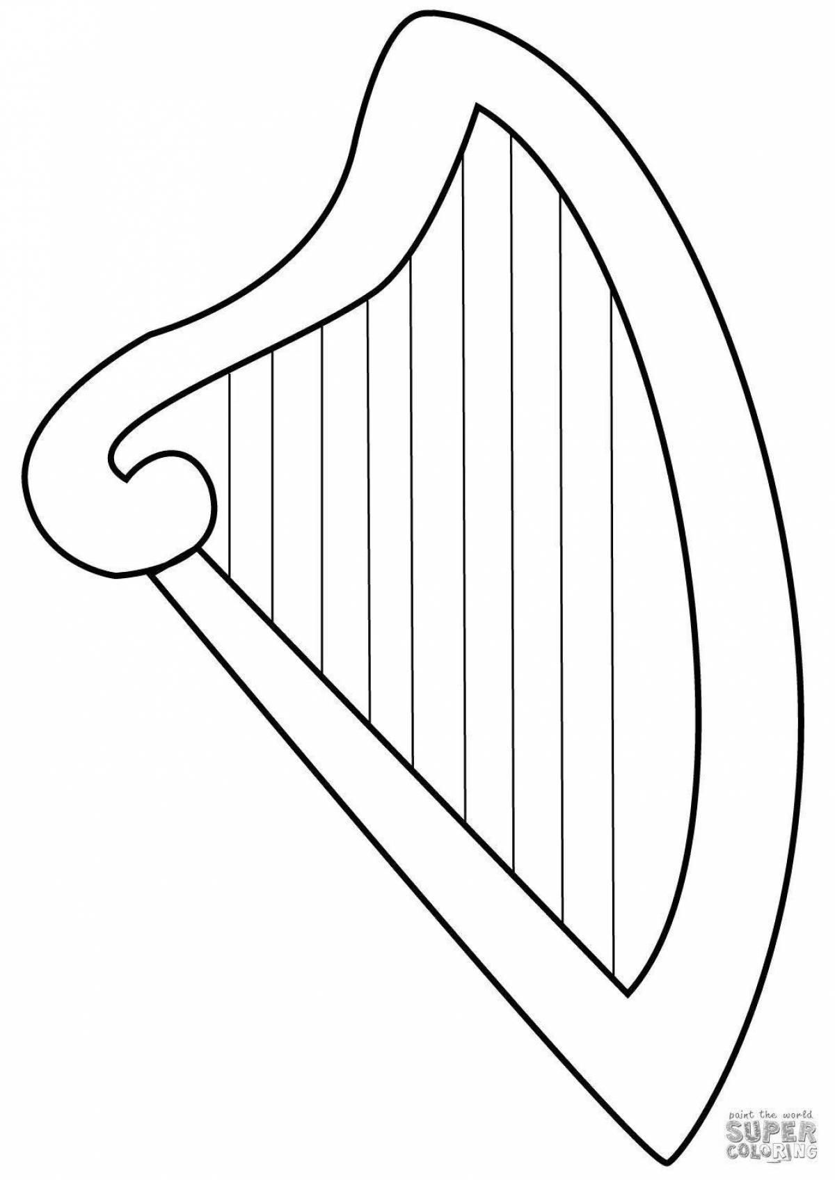 Glorious harp coloring pages for kids