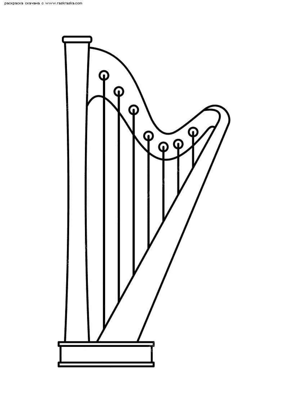 Colouring splendid harp for children