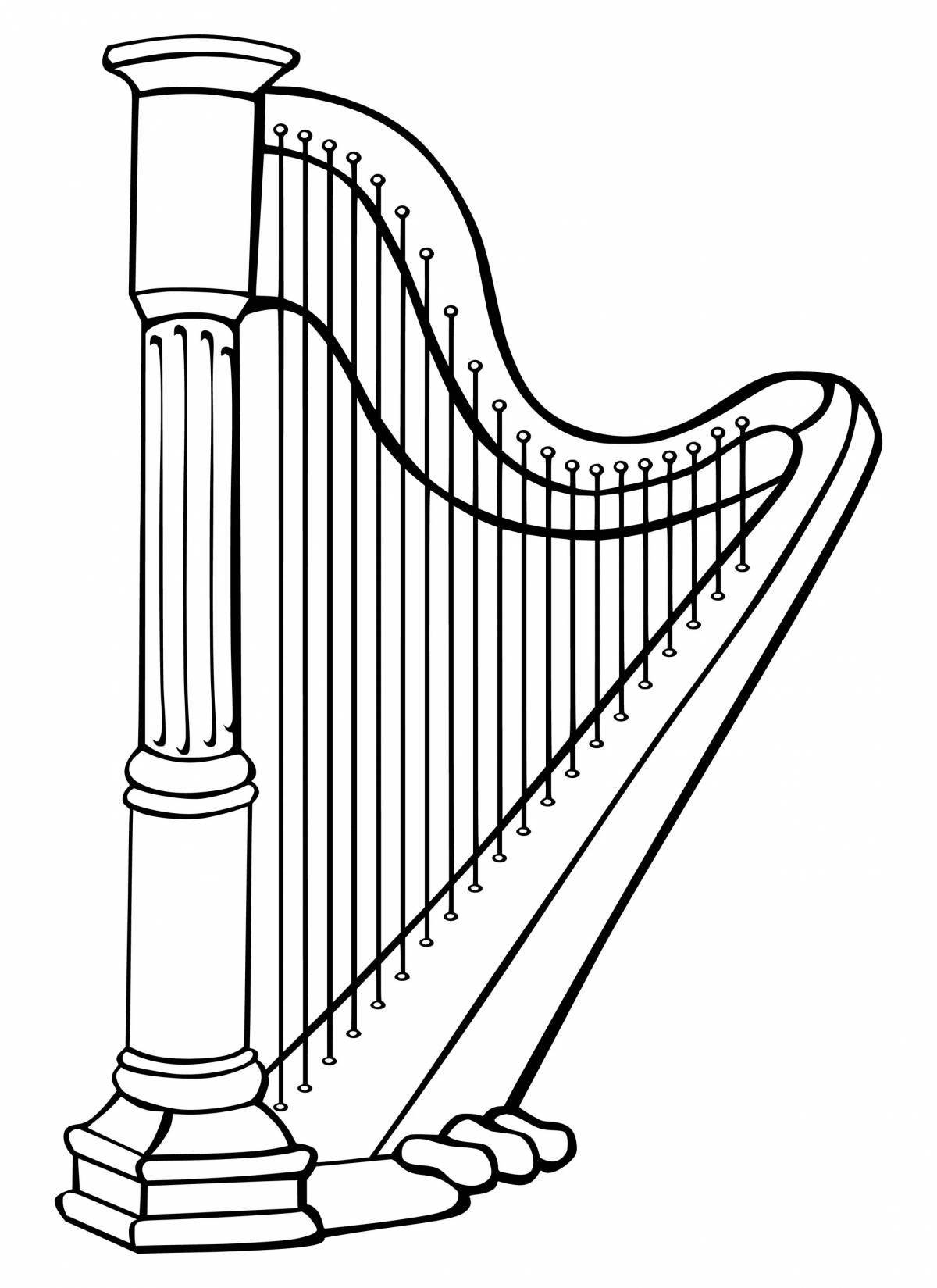 Glitzy harp coloring book for kids