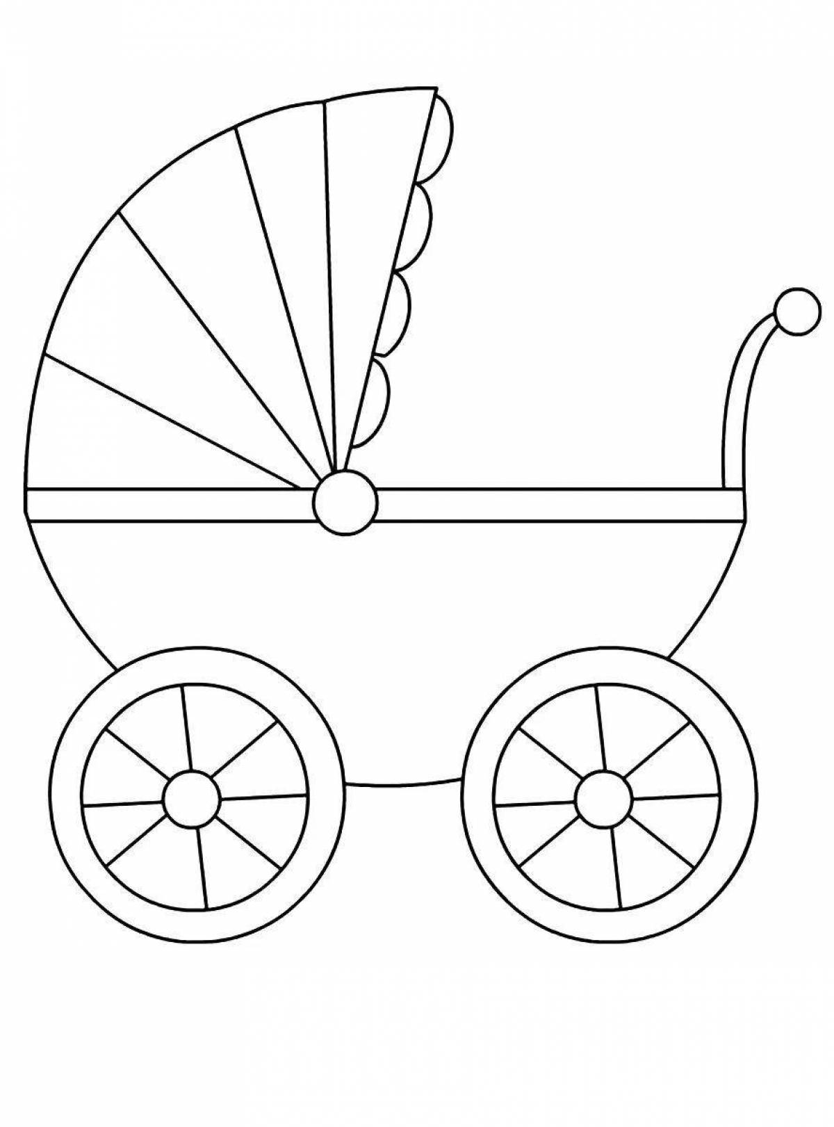Coloring page funny baby stroller