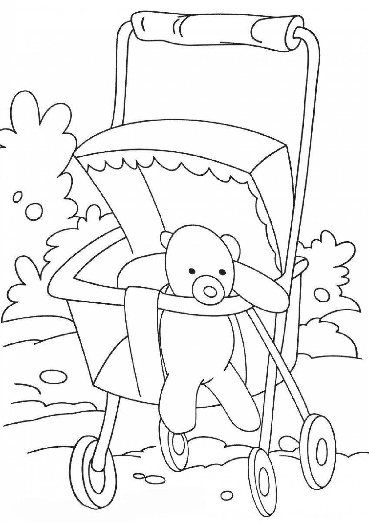 Coloring happy baby stroller