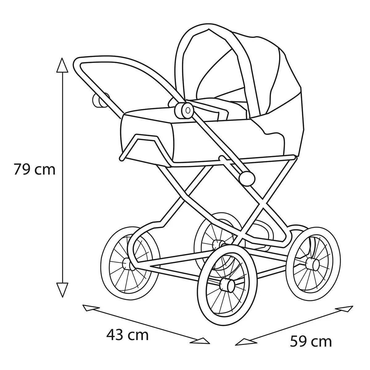 Coloring page whimsical baby stroller