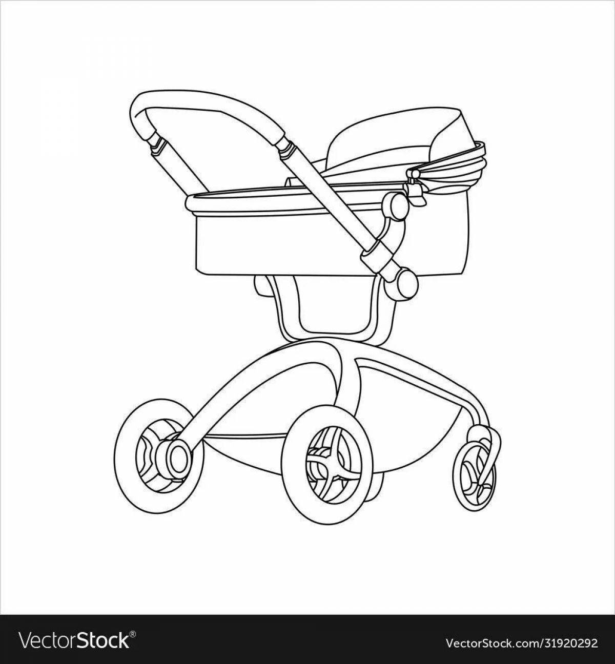Coloring page adorable baby stroller