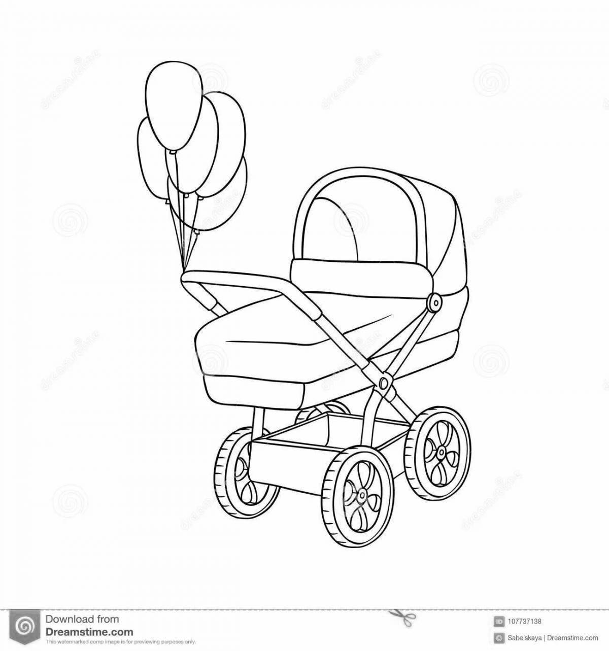 Coloring page delightful baby stroller