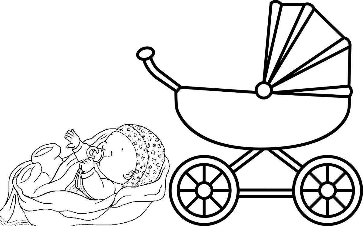 Fancy baby stroller coloring book