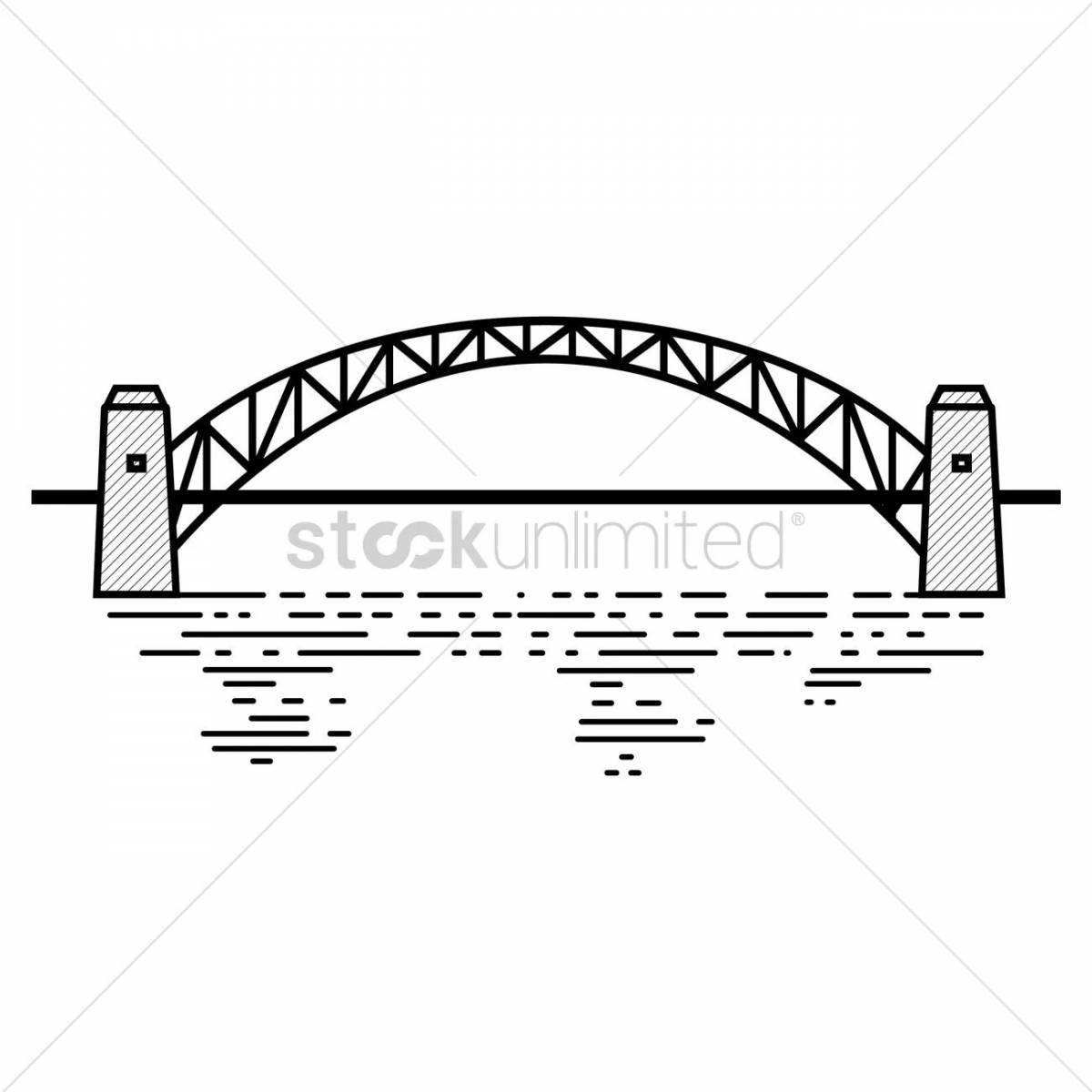 Coloring page happy bridge for kids