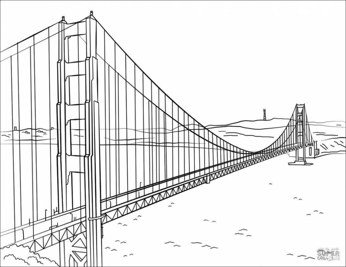 Coloring page funny bridge for kids