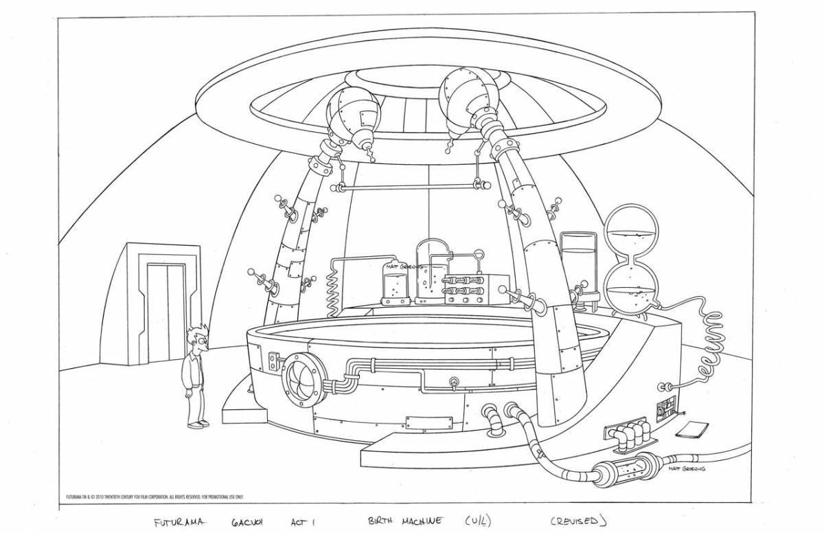 Color explosive time machine coloring pages for kids