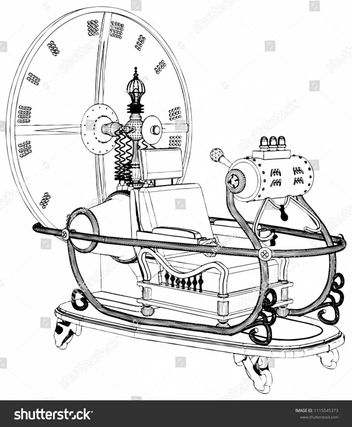 Color-frenzy time machine coloring pages for kids