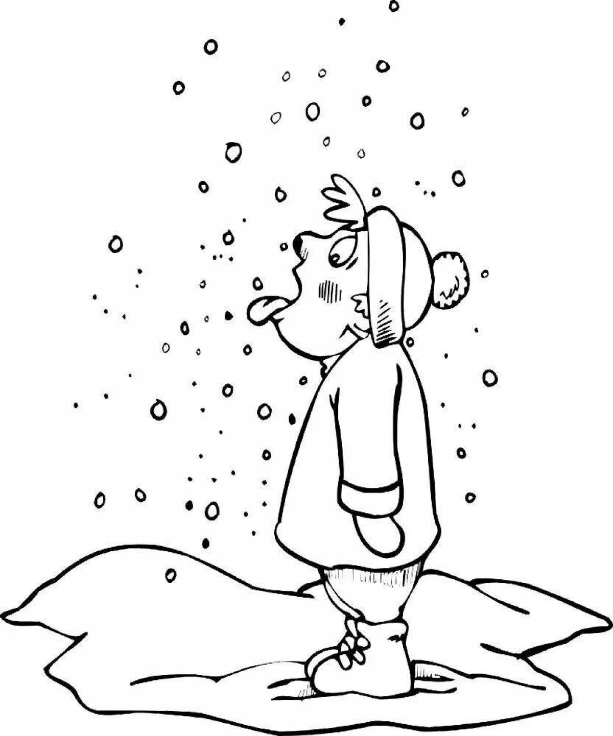 Color-explosion winter safety coloring page for preschoolers