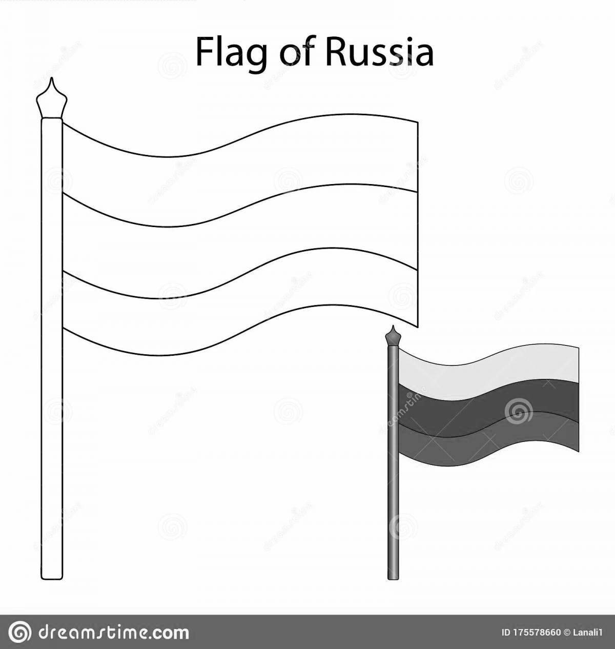 Яркая страница раскраски российского флага для детей