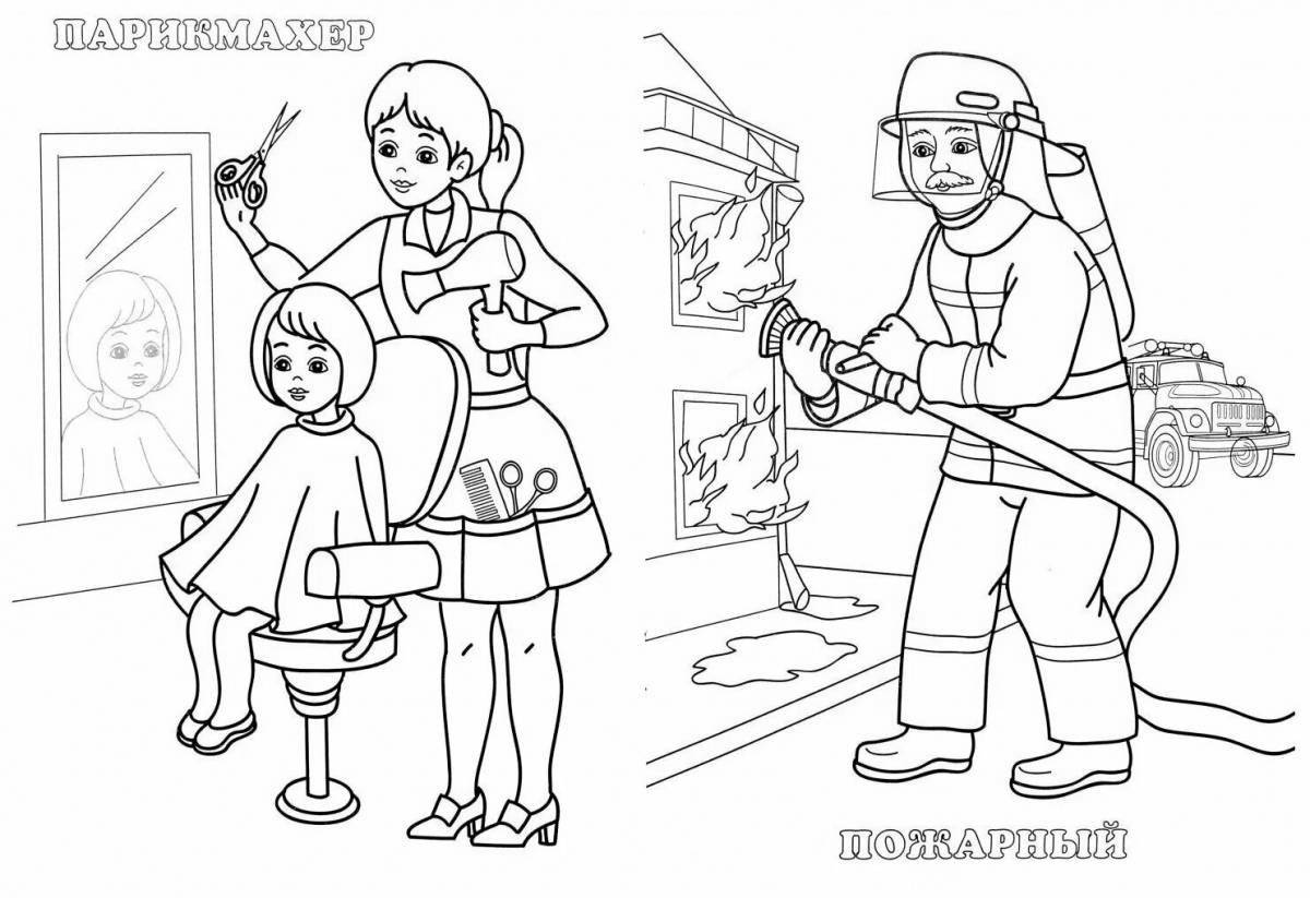 Great coloring world of professions for kids