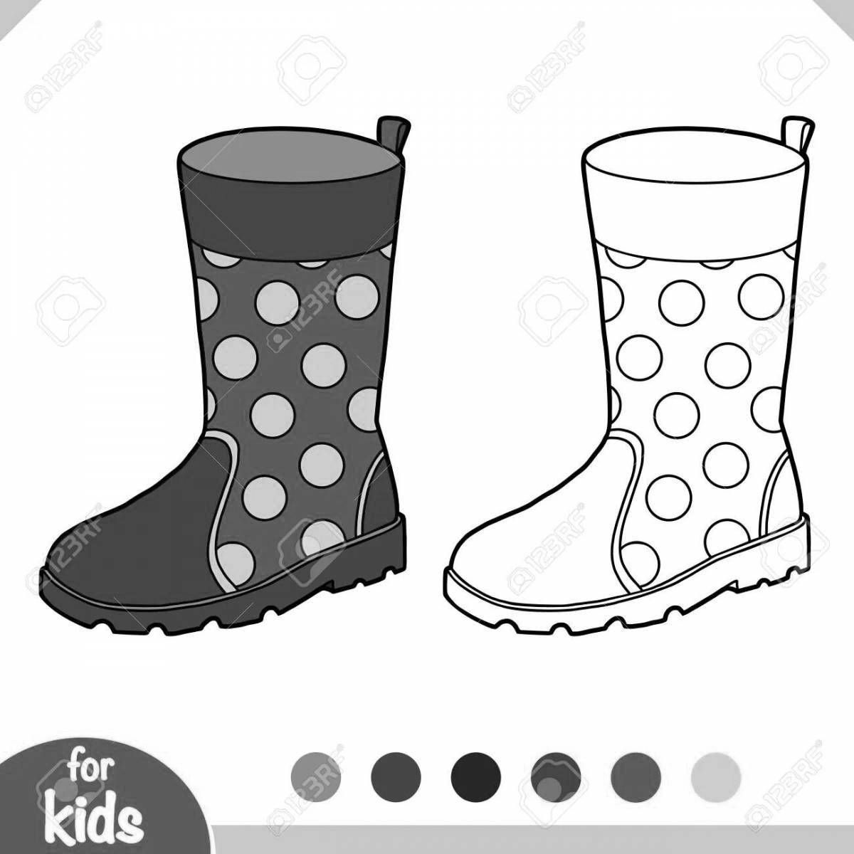 Coloring page fashionable rubber boots