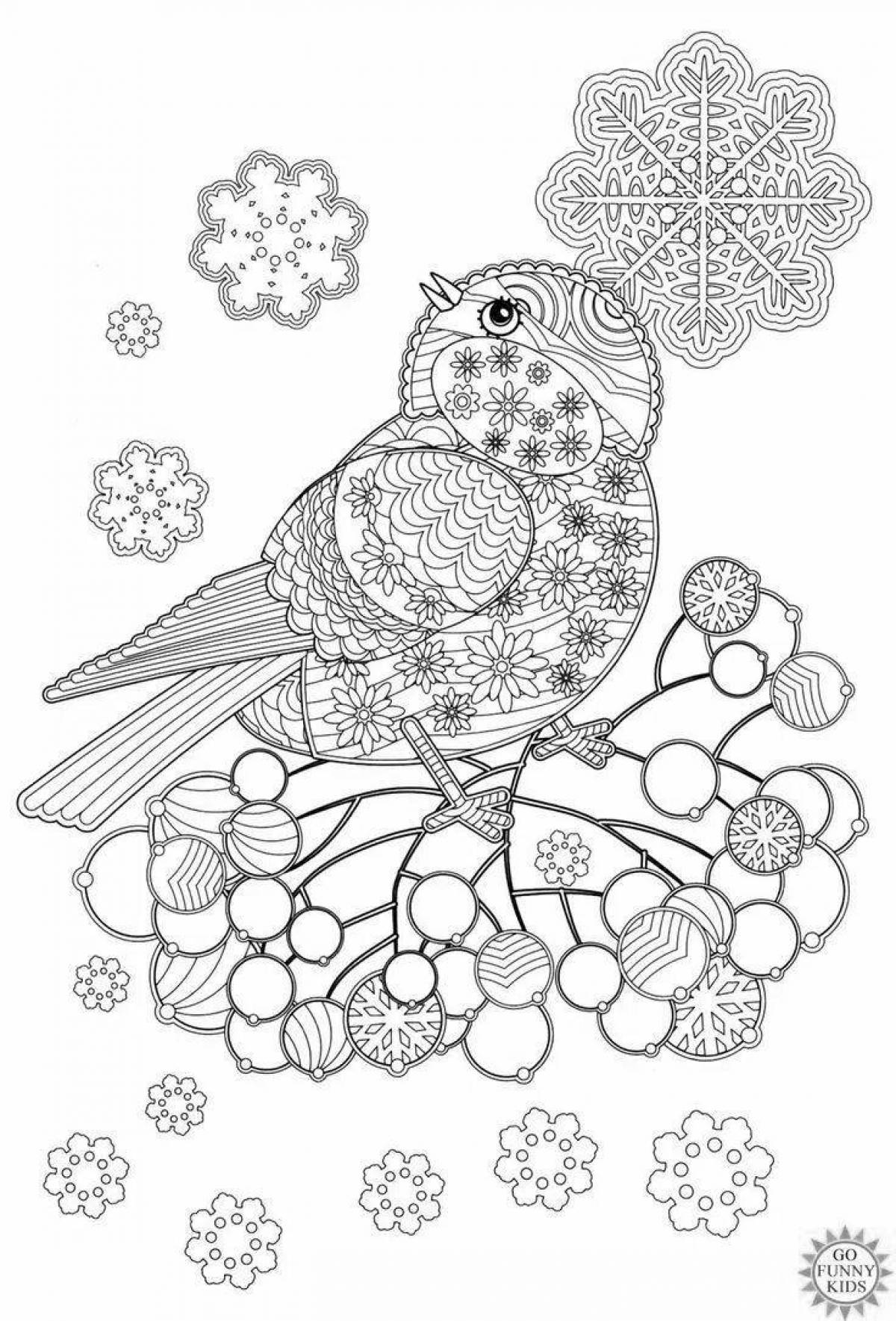 Charming winter anti-stress coloring book for kids