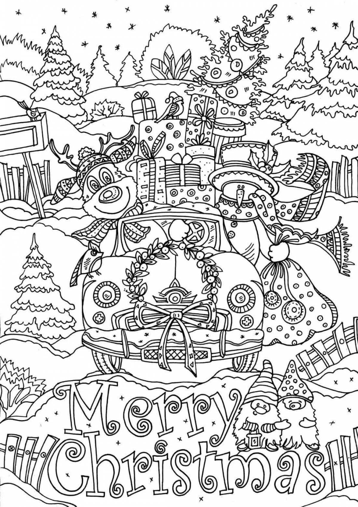 Magical winter anti-stress coloring book for kids