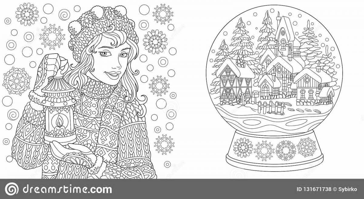 Great anti-stress winter coloring book for kids