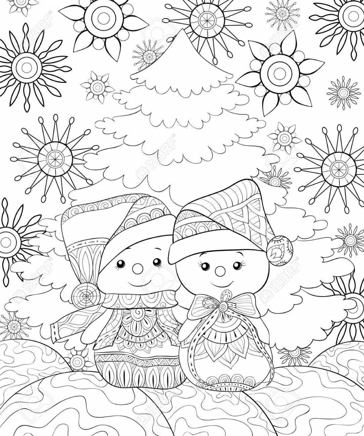 Glitter anti-stress winter coloring book for kids