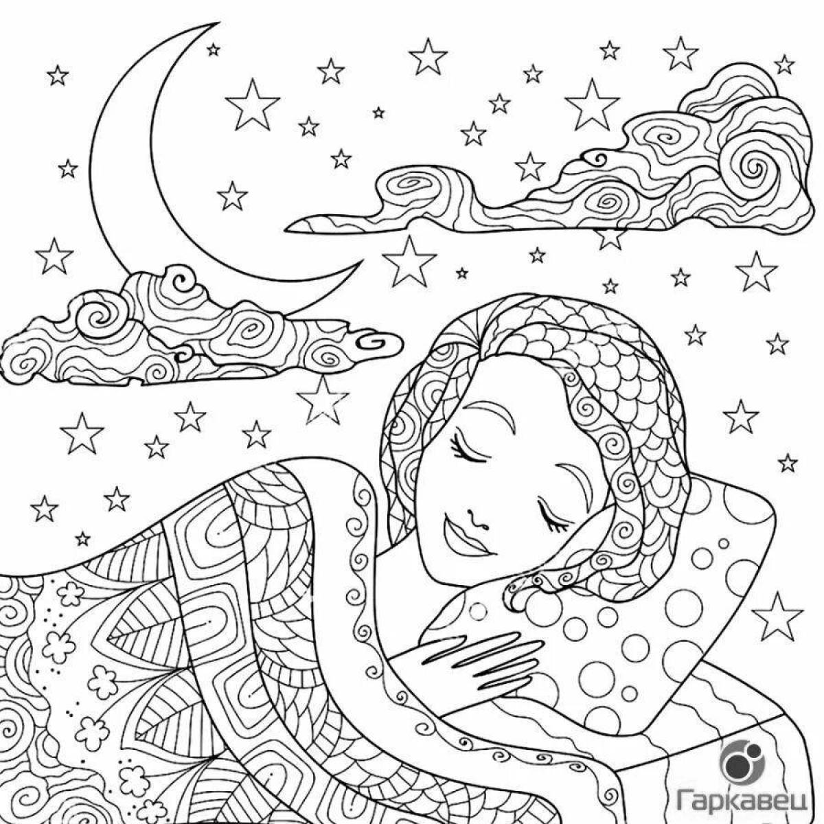 Serene winter anti-stress coloring book for kids