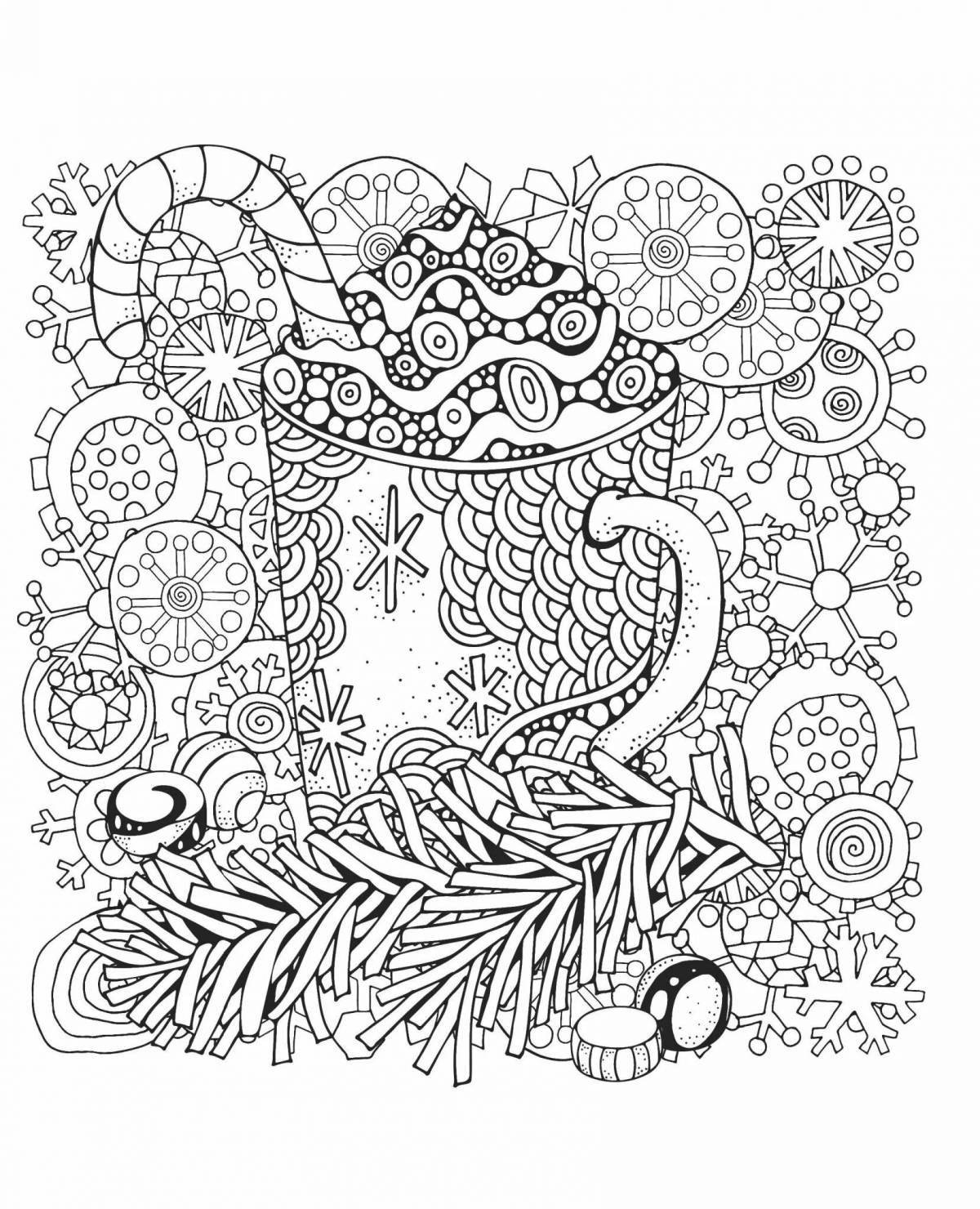 Whimsical anti-stress winter coloring book for kids