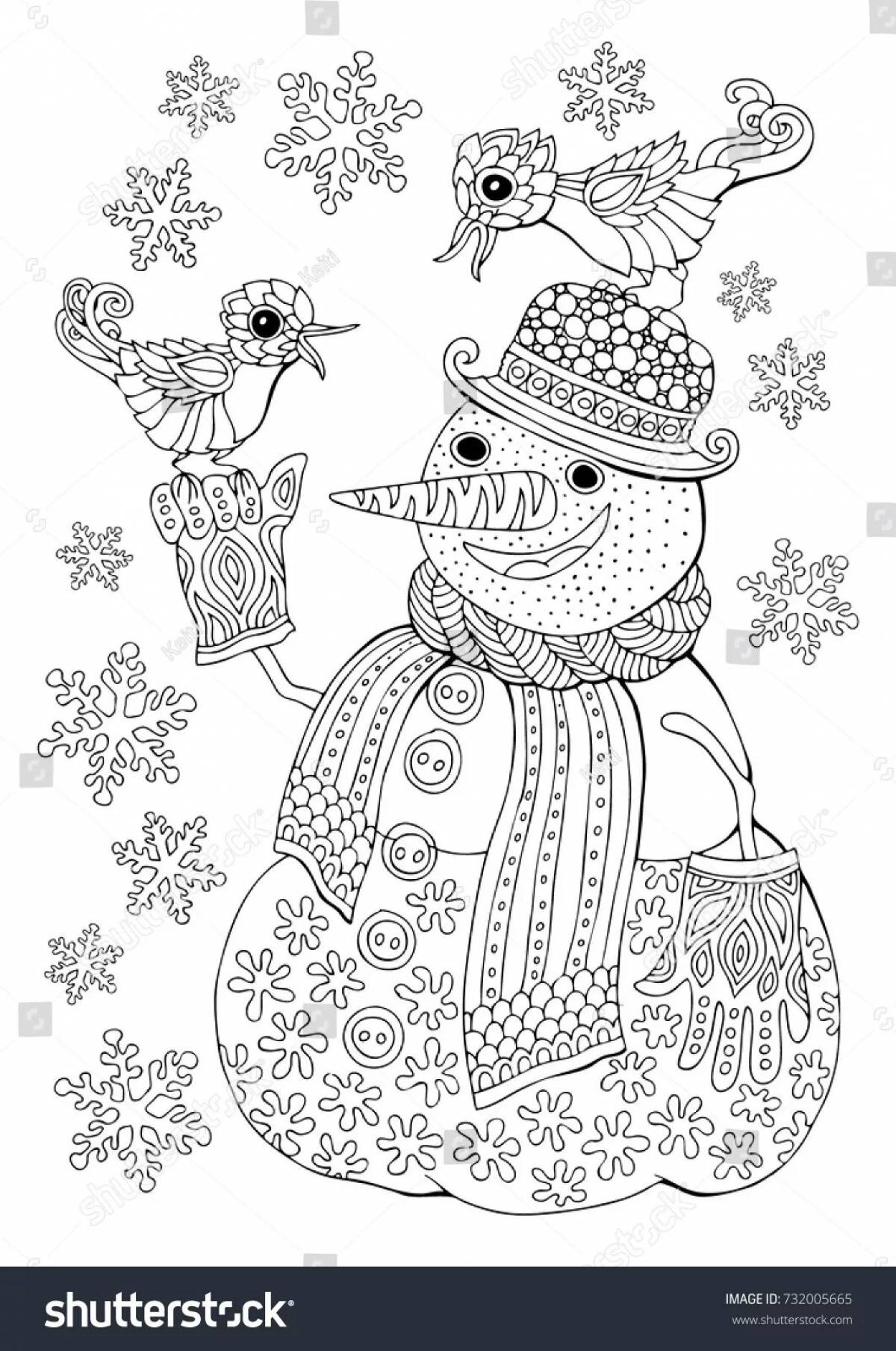 Attractive winter anti-stress coloring book for kids