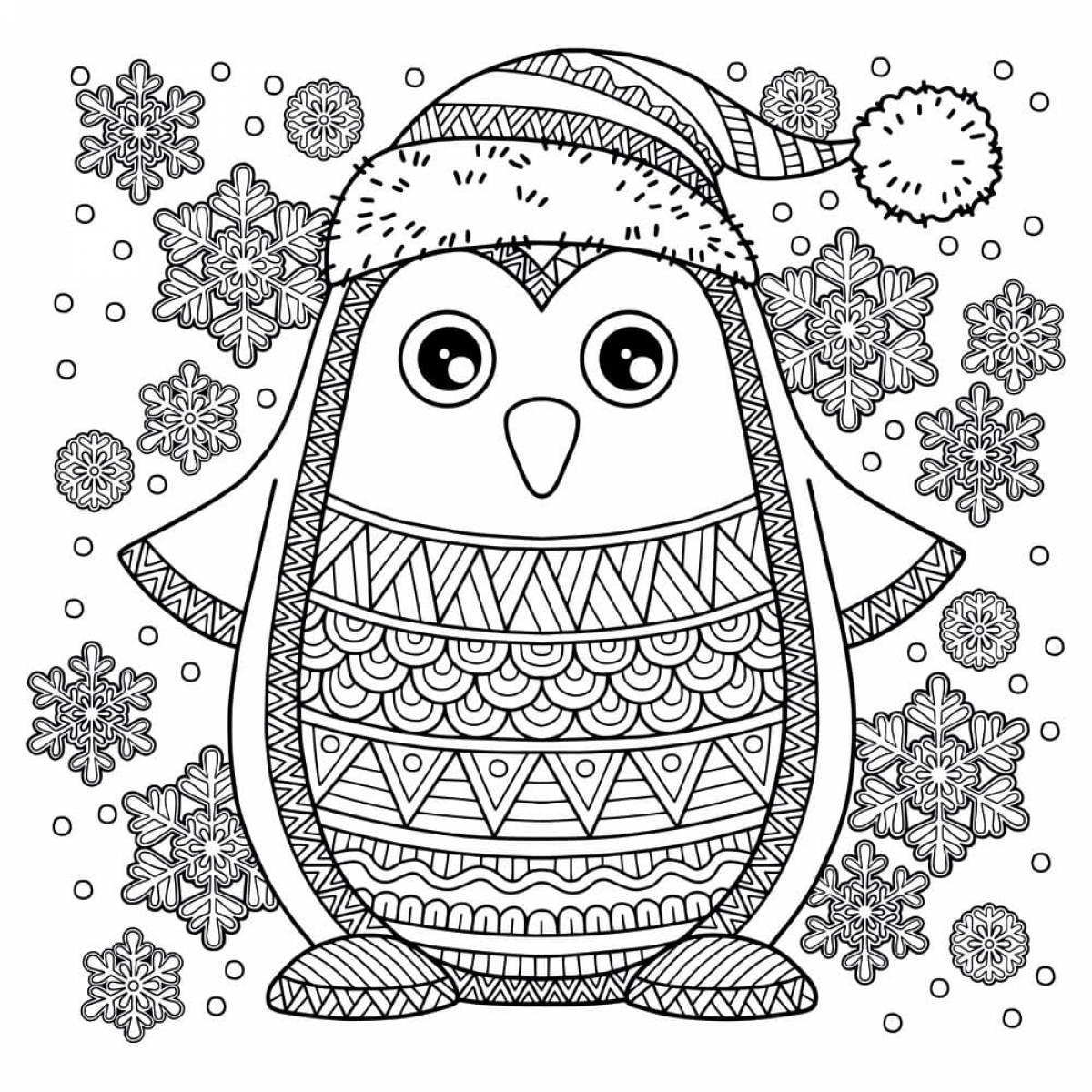 Winter anti-stress coloring book for children