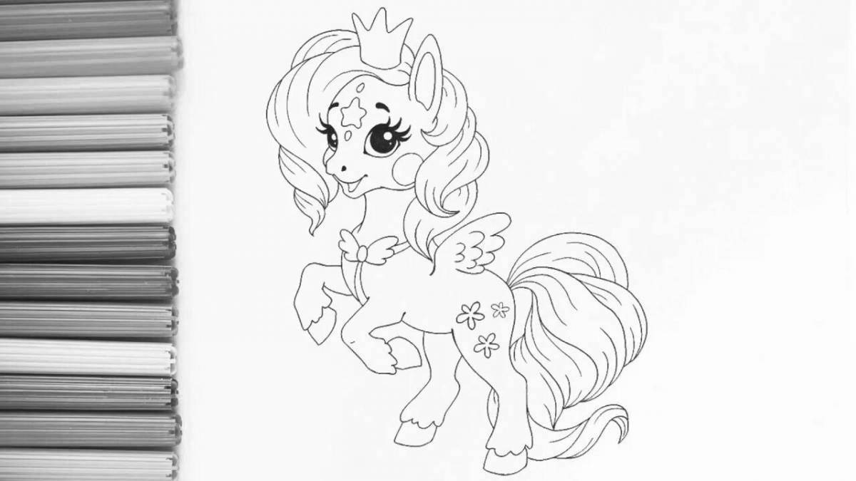 Adorable pony unicorn coloring book for girls