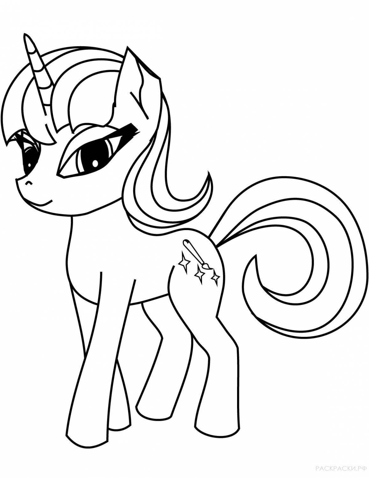 Radiant coloring page pony unicorn for girls