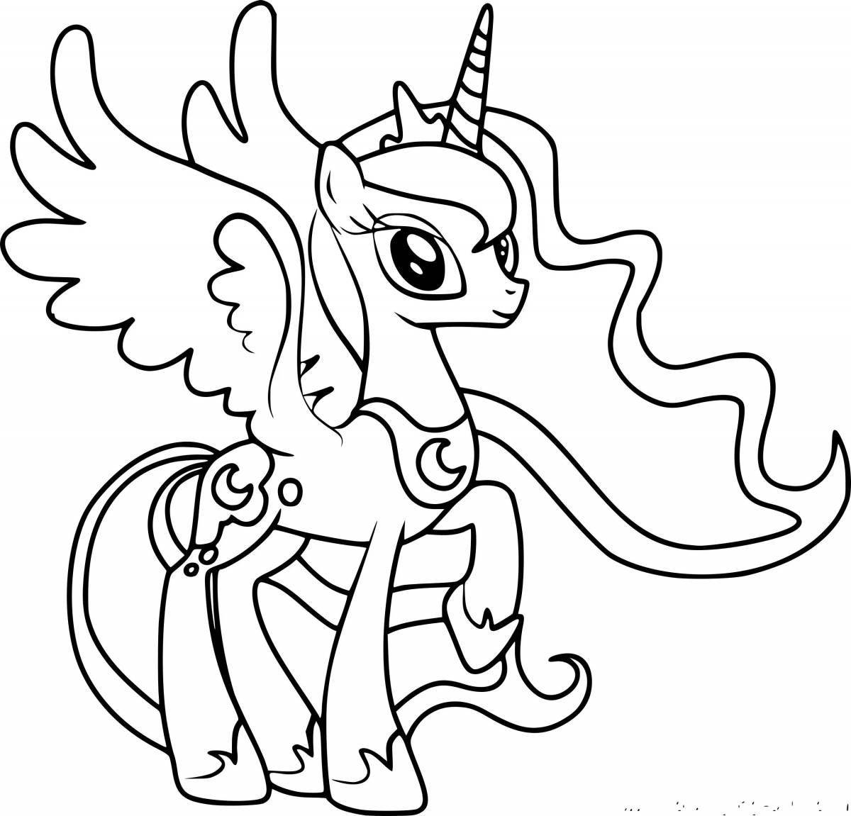 Exquisite unicorn pony coloring for girls