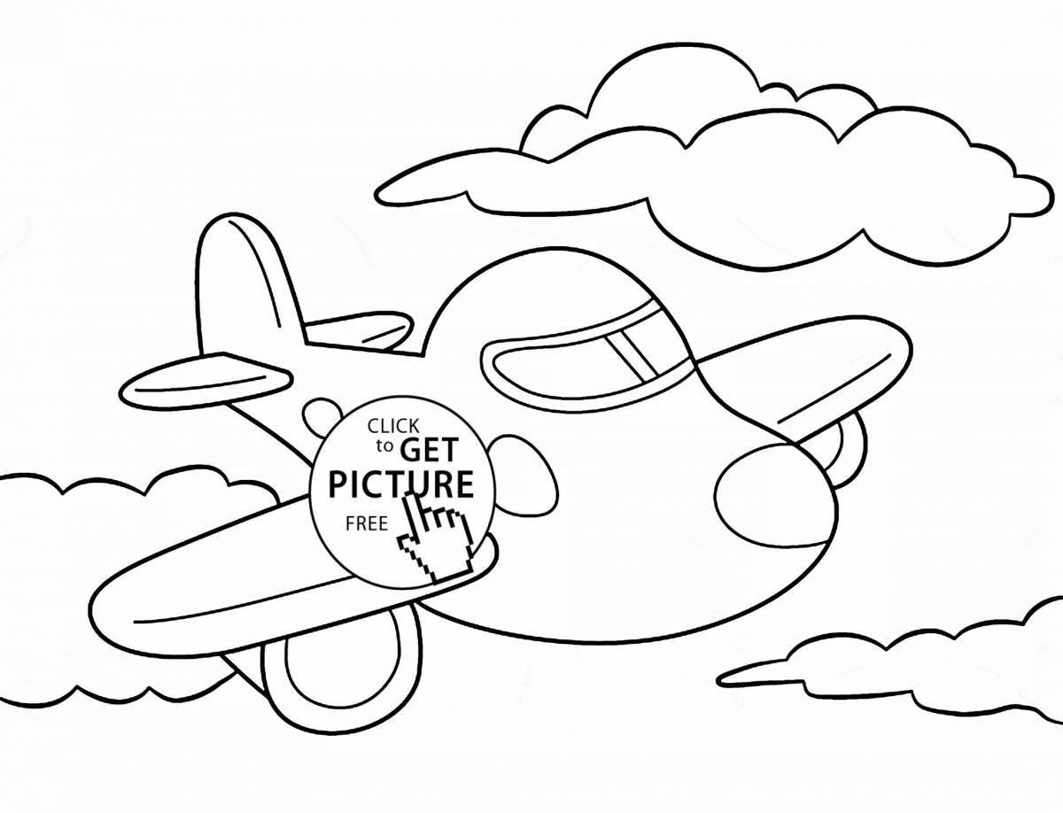 Colourful airplane coloring page