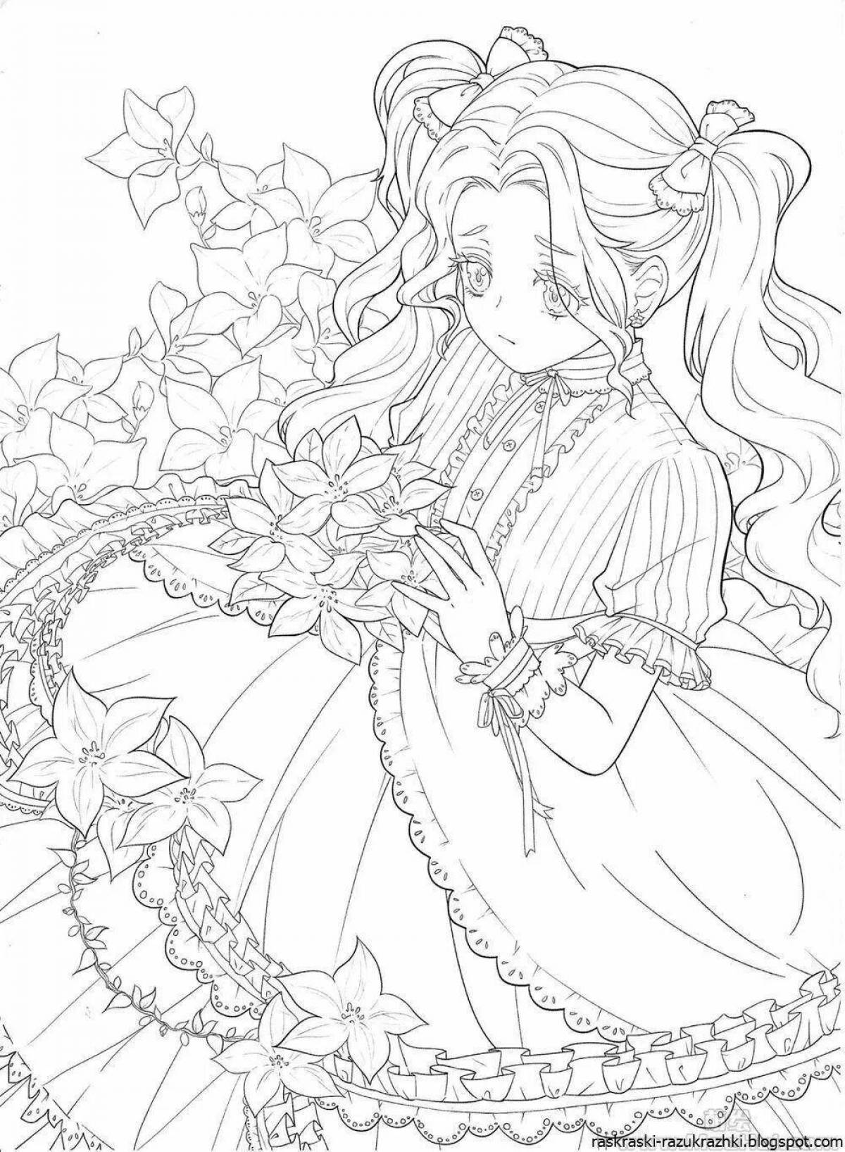 Difficult anime coloring pages for girls