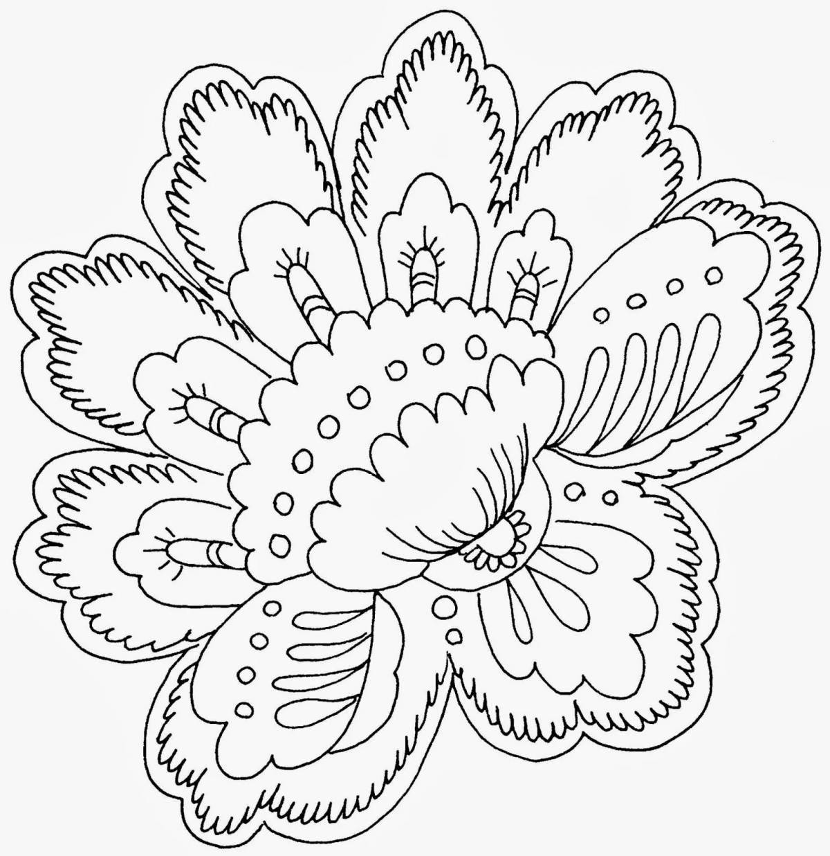 Раскраска радостный павлопосадский шарф для детей