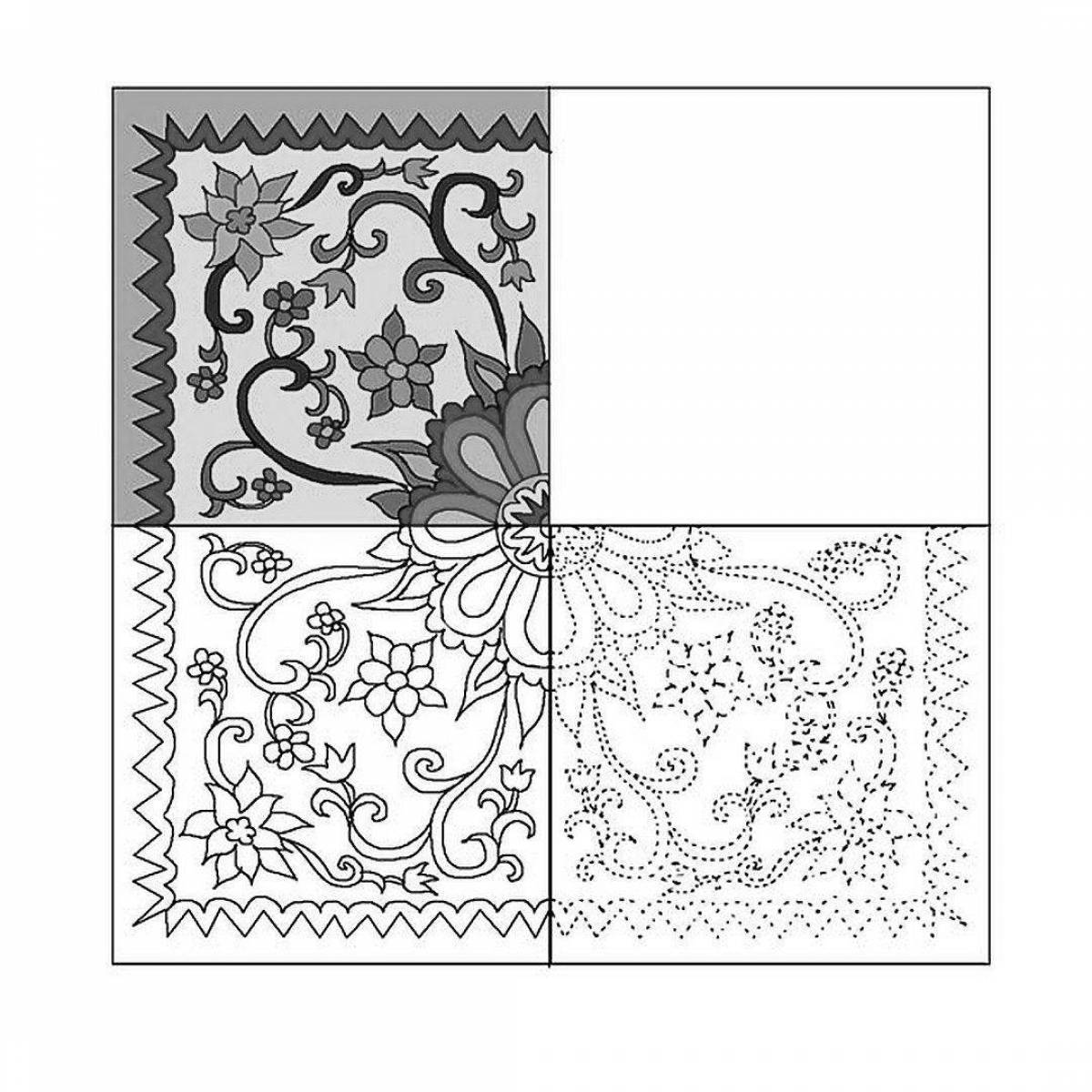 Coloring page glorious pavloposadsky scarf for children