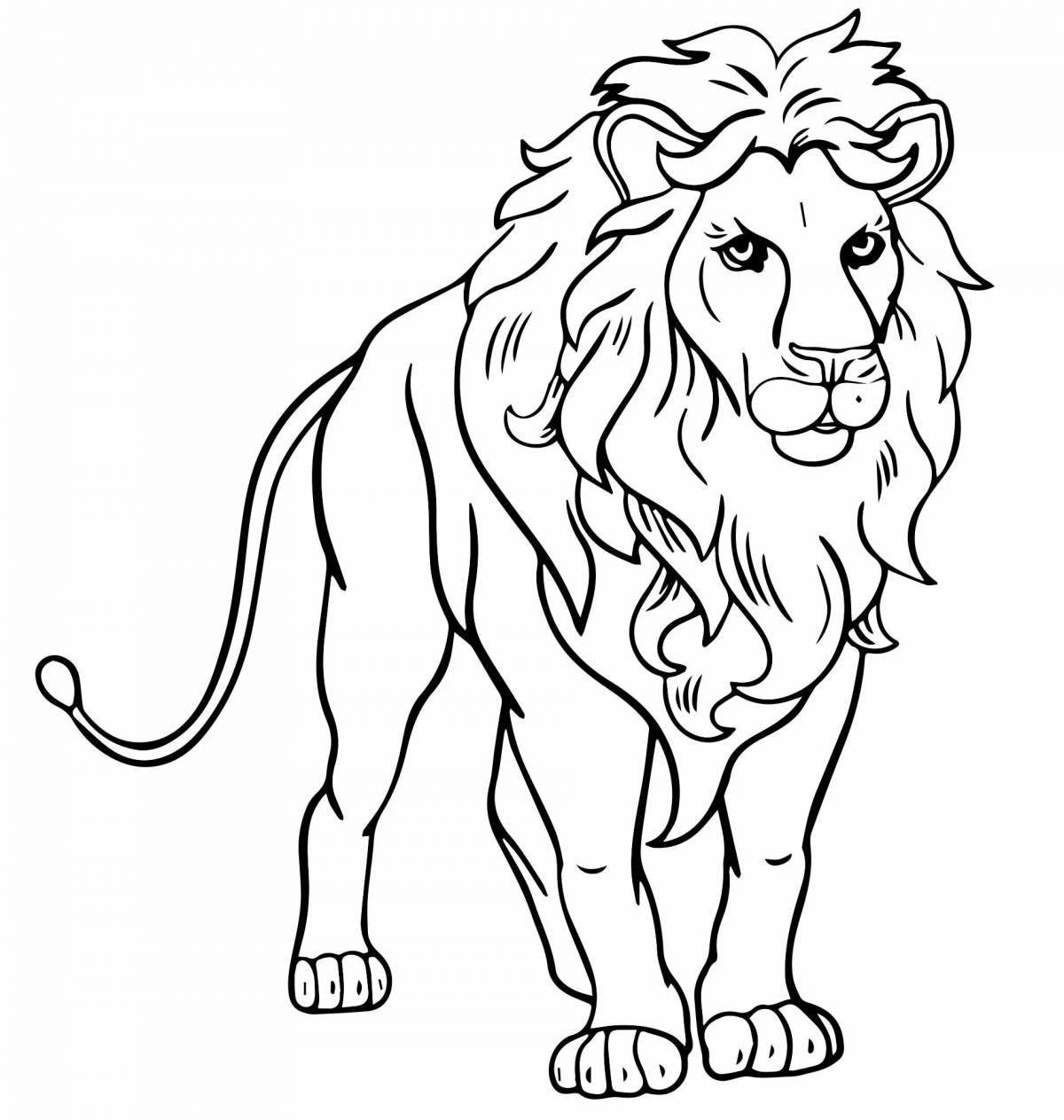 Яркий рисунок льва для детей