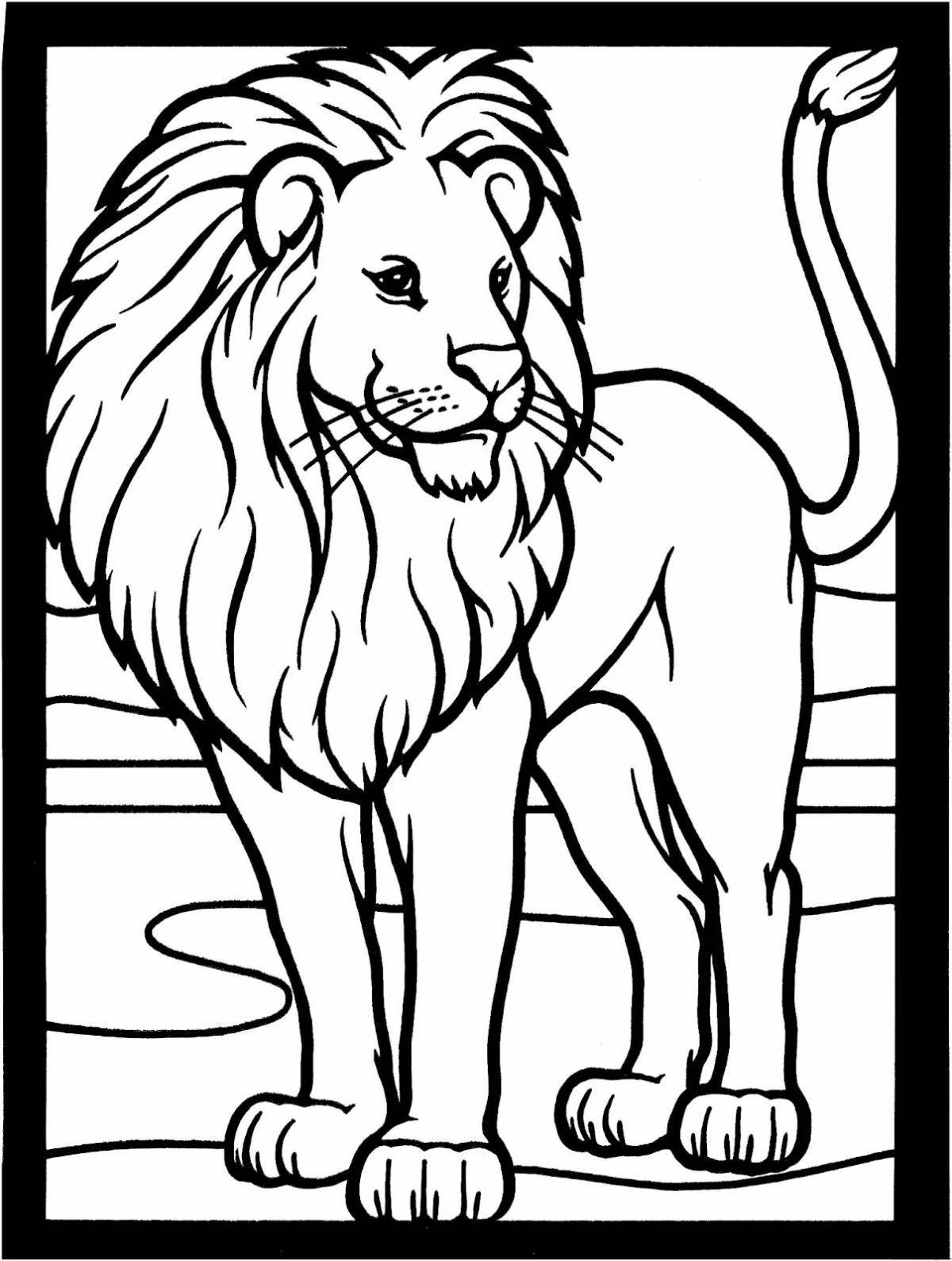 Детальный рисунок льва для детей