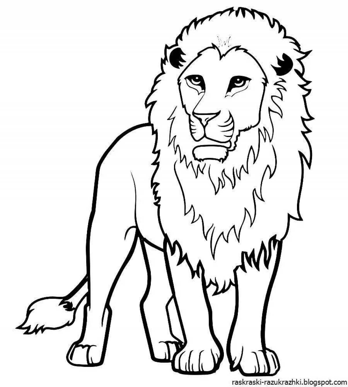 Joyful lion coloring book for kids