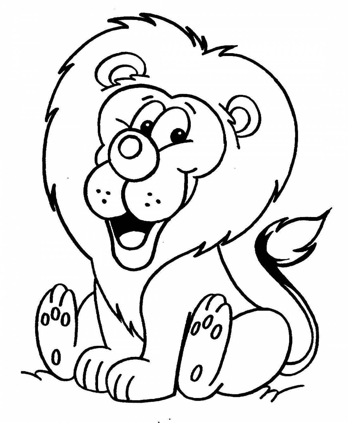 Fancy lion coloring for kids
