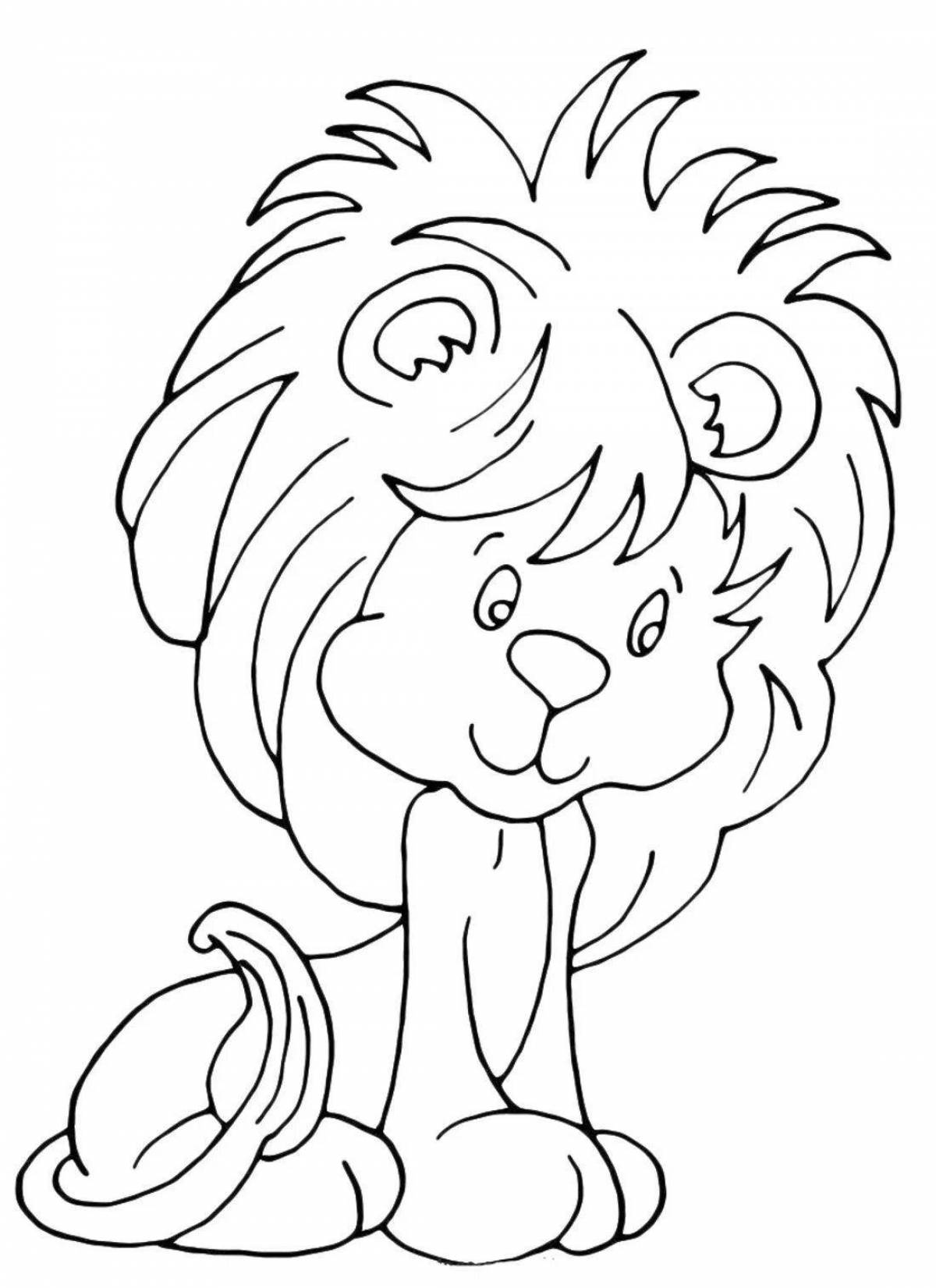 Adorable lion coloring book for kids