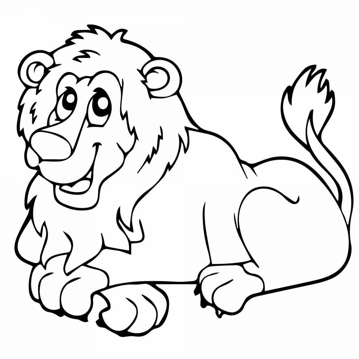 Realistic drawing of a lion for children