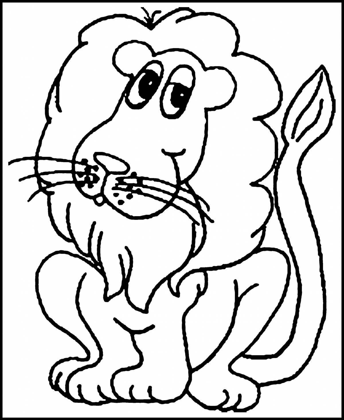 Colored lion coloring book for kids