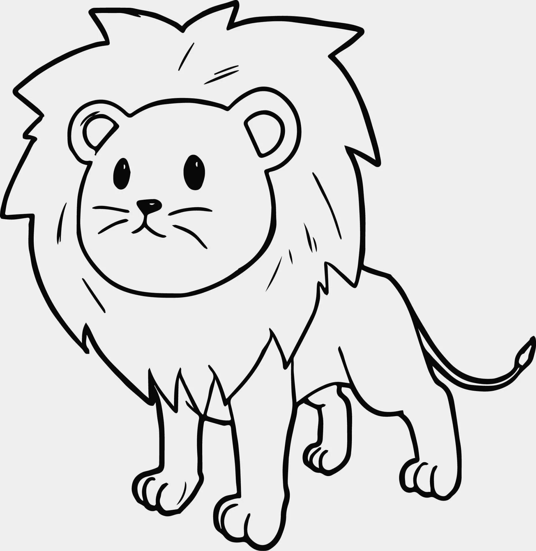 Delicate drawing of a lion for children
