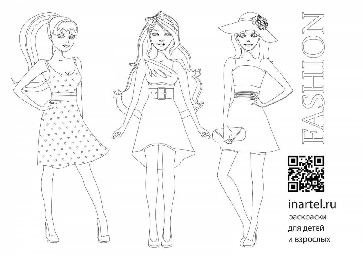 Stylish coloring book for girls of all ages