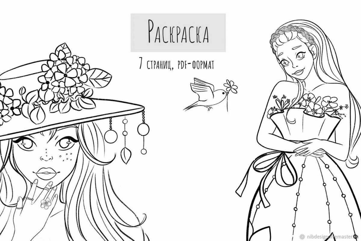 Glamorous coloring book for girls of all ages