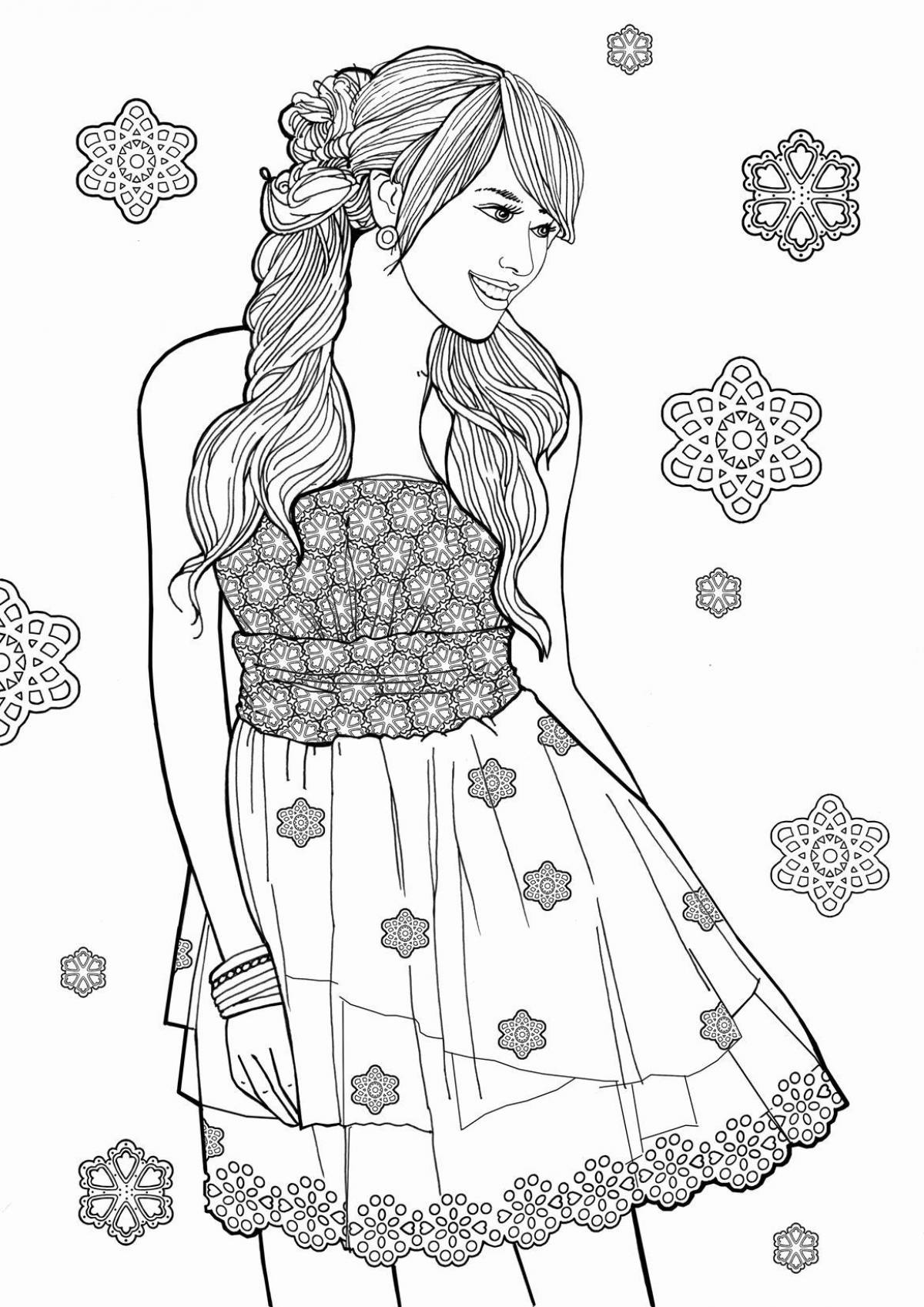 Fascinating coloring book for girls of all ages
